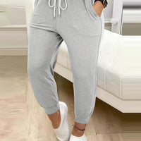 Women's Tapered Drawstring Joggers with Pockets, Yellow – Casual, Loungewear