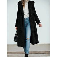 Faux Fur Hooded Longline Coat Women's Textured Overcoat – Casual Winter Outerwear, Gift