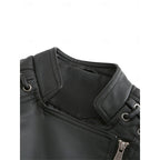 Faux Leather Biker Jacket Women's Black Zip-Up – Casual, Office