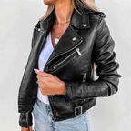 Burgundy Faux Leather Biker Jacket Women's Slim Fit Moto – Casual, Gift