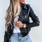 Burgundy Faux Leather Biker Jacket Women's Slim Fit Moto – Casual, Gift