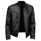 Brown Faux Leather Moto Jacket Men's – Casual, Gift