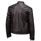 Brown Faux Leather Moto Jacket Men's – Casual, Gift
