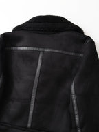 Faux Suede Aviator Jacket Women's Belted Sherpa Collar – Casual, Winter Gift