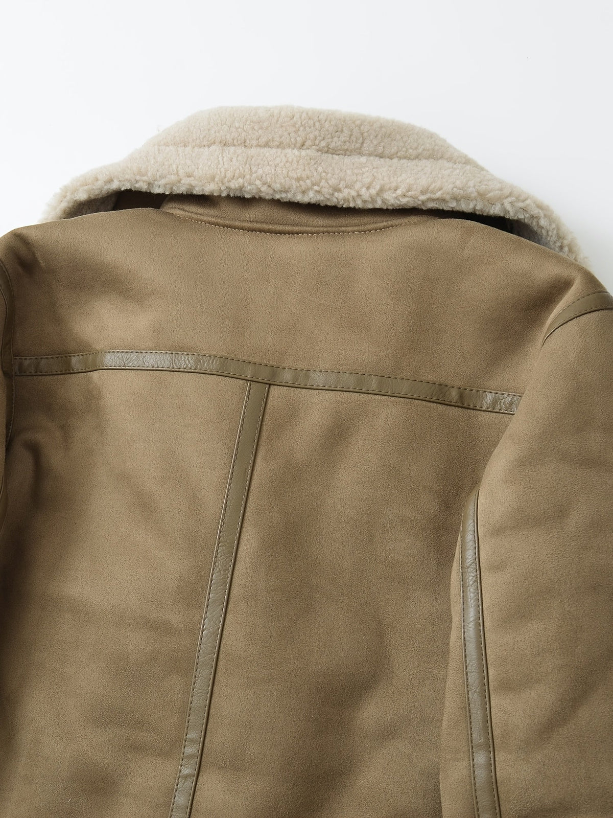 Faux Suede Aviator Jacket Women's Belted Sherpa Collar – Casual, Winter Gift