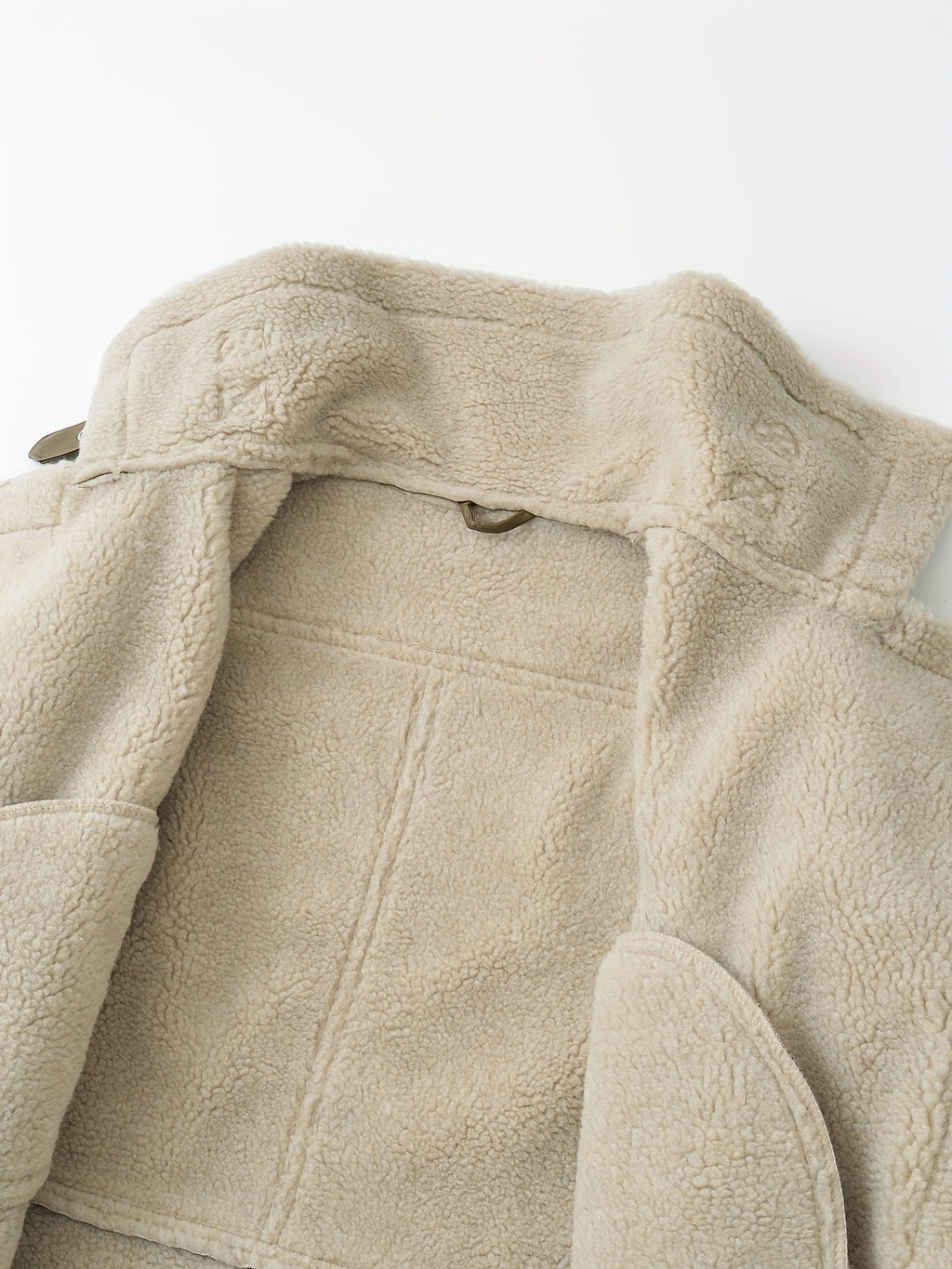 Faux Suede Aviator Jacket Women's Belted Sherpa Collar – Casual, Winter Gift