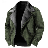 Faux Suede Sherpa Fleece Winter Jacket Men's Brown – Casual, Warm Outerwear