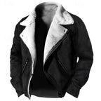 Faux Suede Sherpa Fleece Winter Jacket Men's Brown – Casual, Warm Outerwear