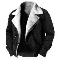 Faux Suede Sherpa Fleece Winter Jacket Men's Brown – Casual, Warm Outerwear