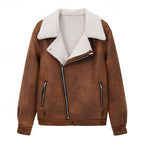 Faux Suede Sherpa Fleece Winter Jacket Men's Brown – Casual, Warm Outerwear