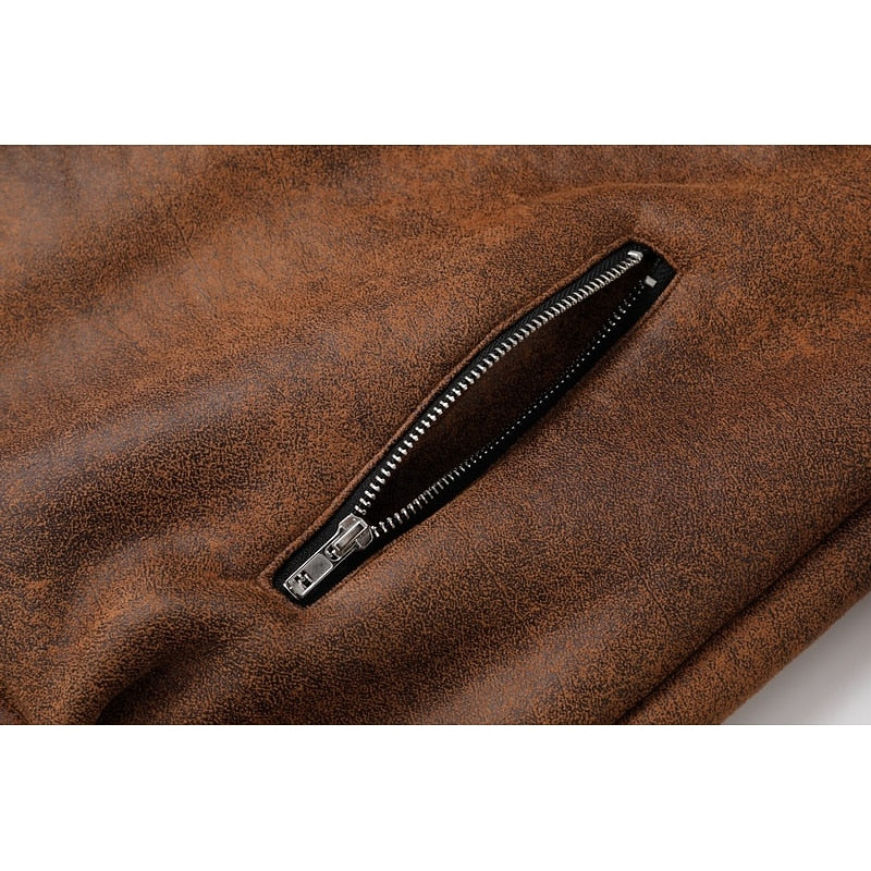 Faux Suede Sherpa Fleece Winter Jacket Men's Brown – Casual, Warm Outerwear