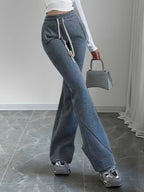 Flared Lounge Pants High-Waist Drawstring Women's – Casual, Everyday Comfort