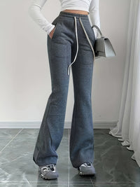 Flared Lounge Pants High-Waist Drawstring Women's – Casual, Everyday Comfort