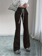Flared Lounge Pants High-Waist Drawstring Women's – Casual, Everyday Comfort