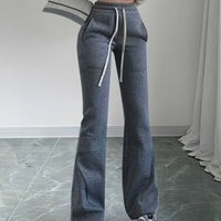Flared Lounge Pants High-Waist Drawstring Women's – Casual, Everyday Comfort