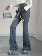 Flared Lounge Pants High-Waist Drawstring Women's – Casual, Everyday Comfort