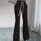 Flared Lounge Pants High-Waist Drawstring Women's – Casual, Everyday Comfort