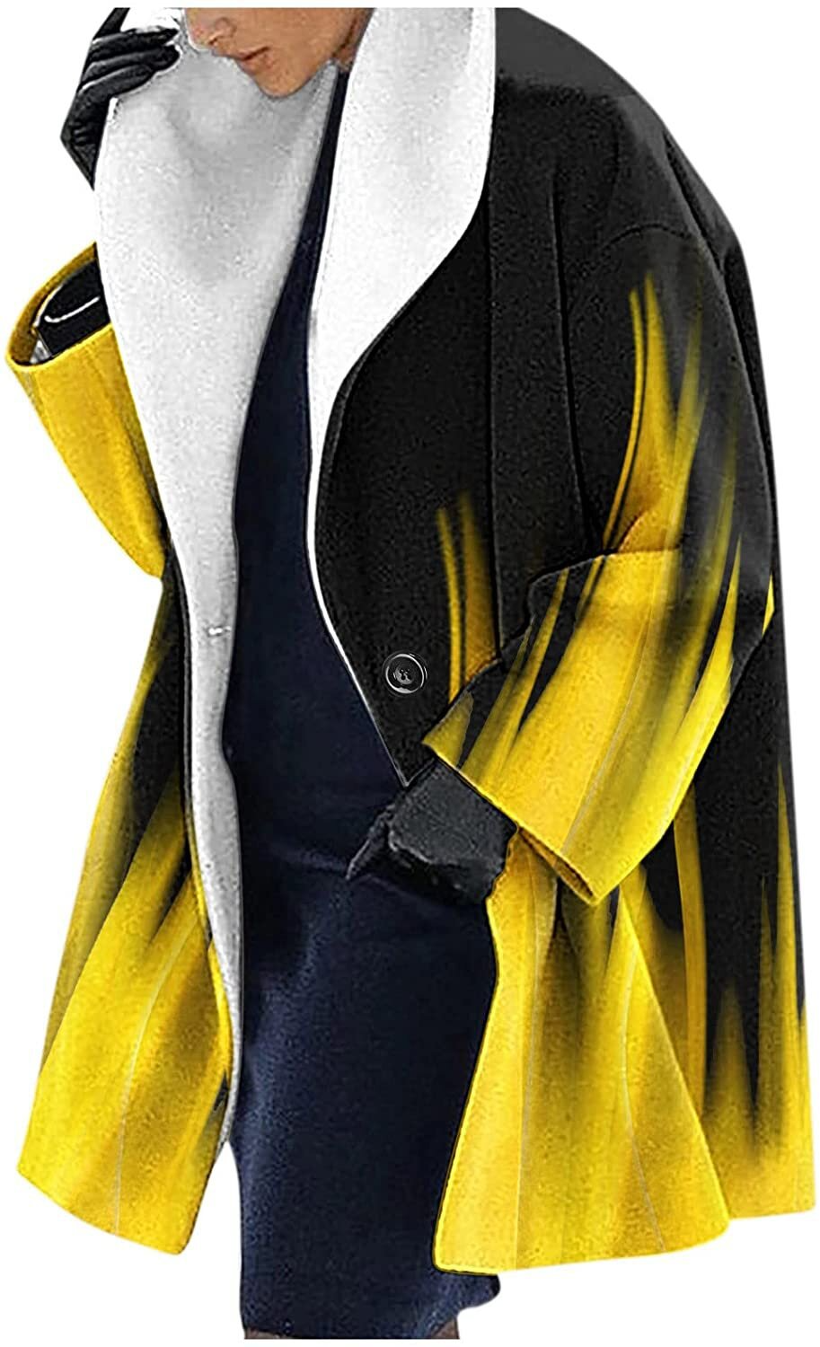 Fleece Coat Women's Floral Print Red Shawl Collar – Casual, Winter