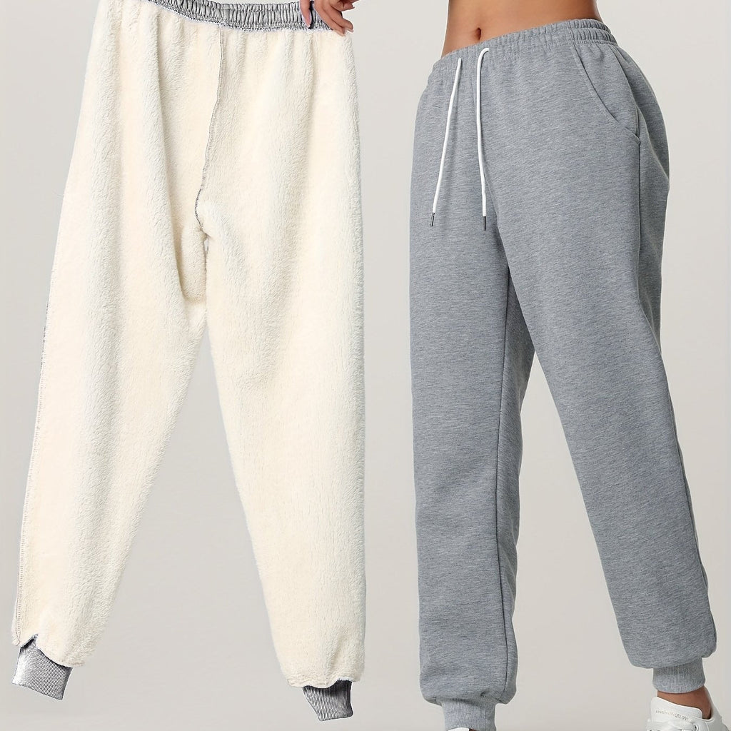 Fleece Joggers Women's Drawstring Sweatpants Elastic Waist – Casual, Home Loungewear
