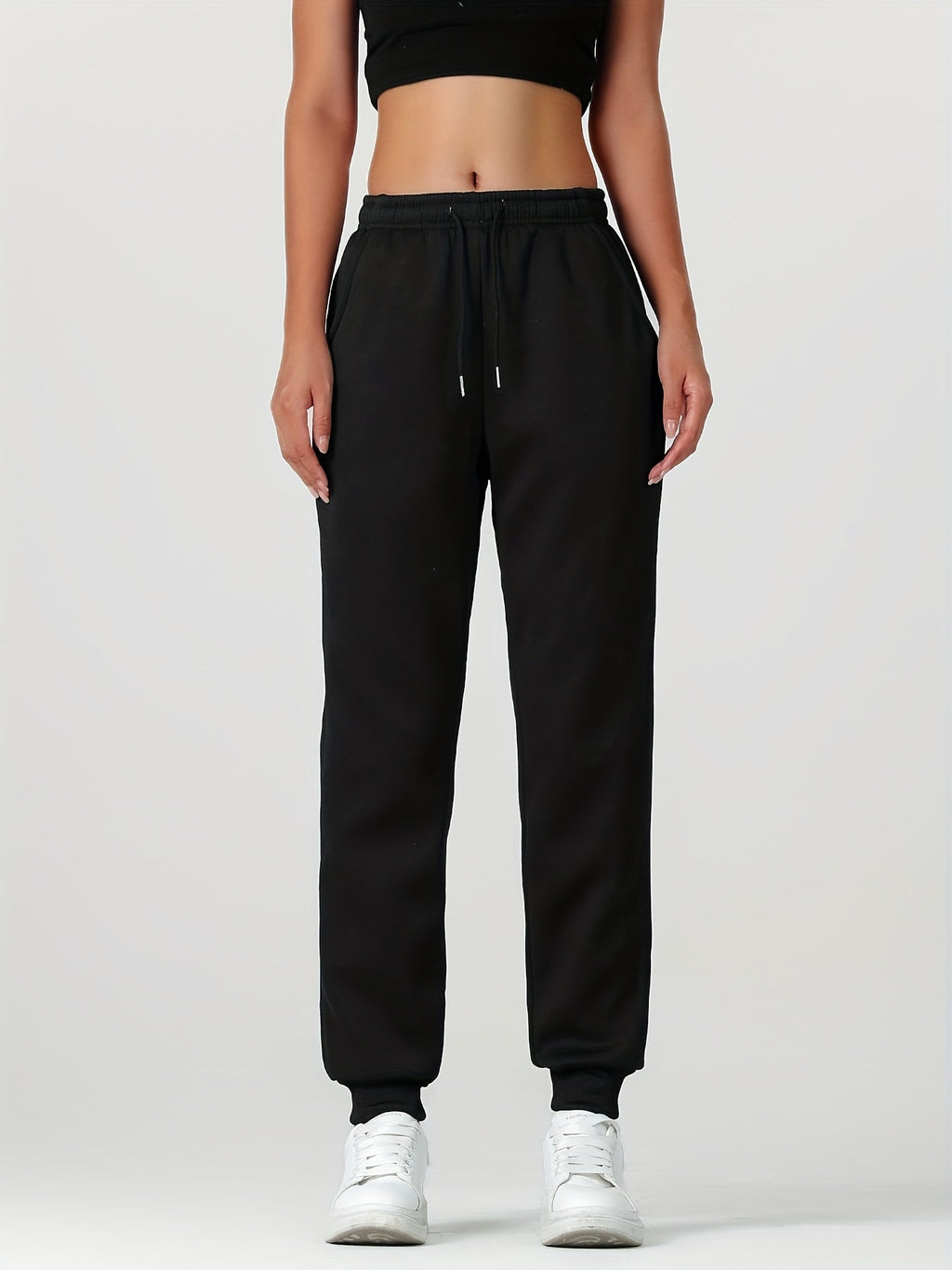 Fleece Joggers Women's Drawstring Sweatpants Elastic Waist – Casual, Home Loungewear