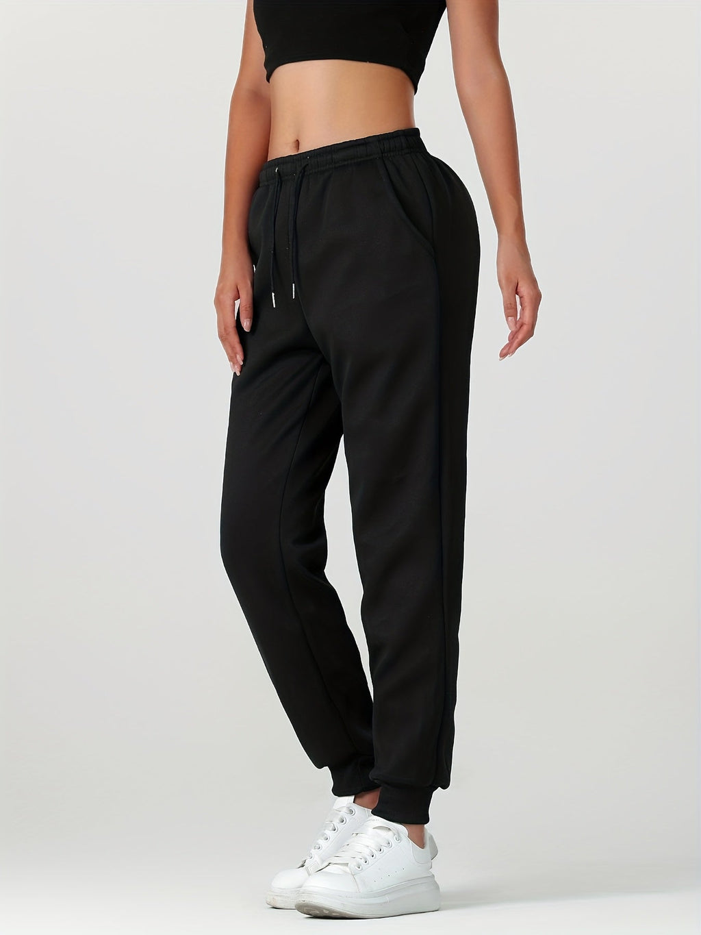 Fleece Joggers Women's Drawstring Sweatpants Elastic Waist – Casual, Home Loungewear