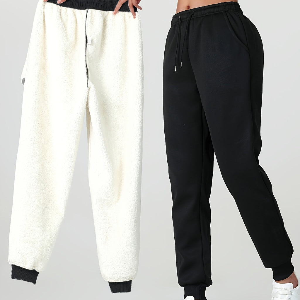 Fleece Joggers Women's Drawstring Sweatpants Elastic Waist – Casual, Home Loungewear