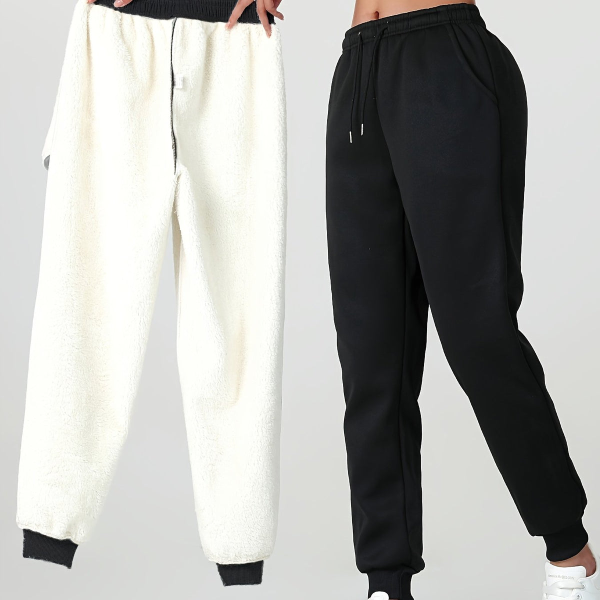 Fleece Joggers Women's Drawstring Sweatpants Elastic Waist – Casual, Home Loungewear