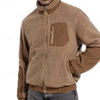 Fleece Jacket Men's Full-Zip Sherpa Coat with Zip Pocket – Casual, Outdoor Warmth
