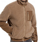 Fleece Jacket Men's Full-Zip Sherpa Coat with Zip Pocket – Casual, Outdoor Warmth