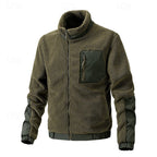 Fleece Jacket Men's Full-Zip Sherpa Coat with Zip Pocket – Casual, Outdoor Warmth