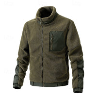 Fleece Jacket Men's Full-Zip Sherpa Coat with Zip Pocket – Casual, Outdoor Warmth