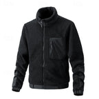 Fleece Jacket Men's Full-Zip Sherpa Coat with Zip Pocket – Casual, Outdoor Warmth