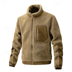 Fleece Jacket Men's Full-Zip Sherpa Coat with Zip Pocket – Casual, Outdoor Warmth