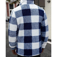 Fleece Jacket Men's Plaid Brown White Zip-Up – Casual, Winter