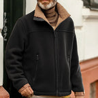 Fleece Jacket Brown Sherpa Collar Full-Zip – Casual Winter Outerwear, Everyday Wear
