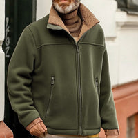 Fleece Jacket Brown Sherpa Collar Full-Zip – Casual Winter Outerwear, Everyday Wear