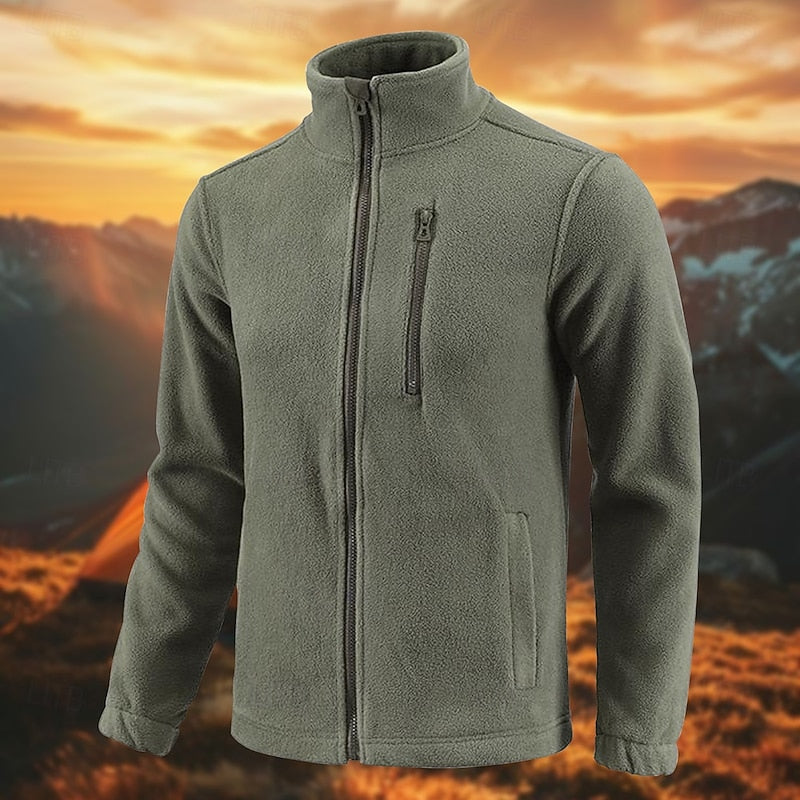 Fleece Jacket Men's Full-Zip Green – Casual, Outdoor