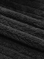 Fleece Jacket Women's Black Textured – Casual, Winter Warmth