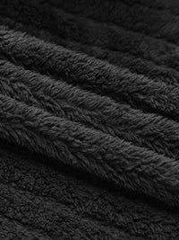 Fleece Jacket Women's Black Textured – Casual, Winter Warmth