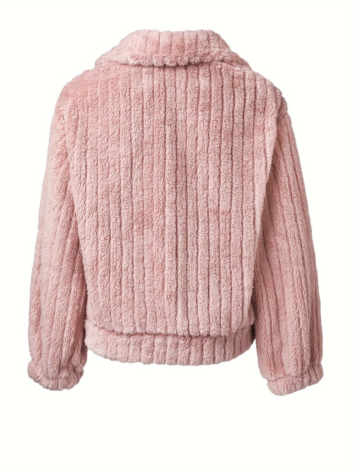 Fleece Jacket Women's Black Textured – Casual, Winter Warmth