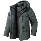 Hooded Parka Men's Winter Jacket Khaki Multi-Pocket – Casual, Outdoor