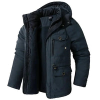 Hooded Parka Men's Winter Jacket Khaki Multi-Pocket – Casual, Outdoor