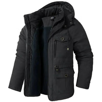Hooded Parka Men's Winter Jacket Khaki Multi-Pocket – Casual, Outdoor