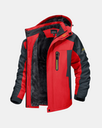 Men's Hooded Fleece Lined Waterproof Jacket Green – Hiking, Winter Casual Wear