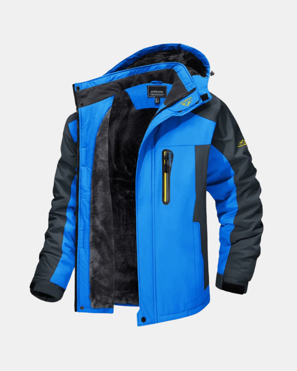 Men's Hooded Fleece Lined Waterproof Jacket Green – Hiking, Winter Casual Wear