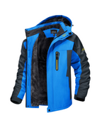 Men's Hooded Fleece Lined Waterproof Jacket Green – Hiking, Winter Casual Wear