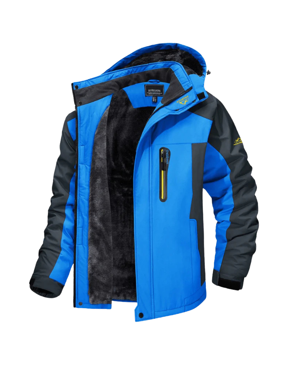 Men's Hooded Fleece Lined Waterproof Jacket Green – Hiking, Winter Casual Wear