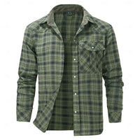 Fleece-Lined Flannel Shirt Jacket Men's Red Long Sleeve – Casual, Winter Wear