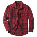 Fleece-Lined Flannel Shirt Jacket Men's Red Long Sleeve – Casual, Winter Wear
