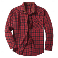Fleece-Lined Flannel Shirt Jacket Men's Red Long Sleeve – Casual, Winter Wear